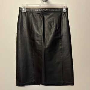Vintage Black Leather Pencil Skirt